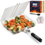 AIZOAM Panier de barbecue – Paniers de barbecue pour barbecue extérieur, grand panier de barbecue en acier inoxydable avec poign