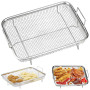 Seutmrou Panier Grill Acier Inoxydable, Panier de Cuisson multifonction, Panier Légumes Acier Inoxydable, Panier à barbecue en f