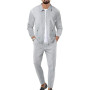 aromm HommeSurvêtements Waffle Manches Longues Zipper Veste & Pantalon Ensemble de 2 Pièces pour Decontracté Sport Travail