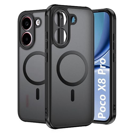 FDHYFGDY Coque pour Xiaomi Poco X8 Pro Magnétique Coque Protection, Case Rigide en PC Ultra-Mince et Résistante aux Rayures + Si