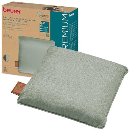 Beurer MG 139 Coussin de massage rechargeable, fonction chauffante, menthe | Coussin de massage Shiatsu, chauffage activable, re