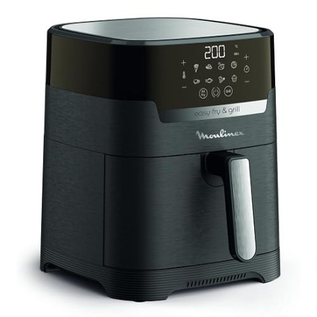 Moulinex - Easy Fry & Grill Friteuse sans huile 8 programmes - 4.6 L | Air fryer 2en1 avec gril fonte pour 6 personnes - 8 progr