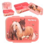 Depesche 12895 Miss Melody Flowers - Boîte à goûter en Vieux Rose, avec Motif de Chevaux et de Fleurs, boîte à déjeuner avec 3 C
