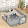 Parc Bébé 200 X 180cm Avec Ventouse, Grande Base Antidérapante, Centre d'Activités pour Enfants - Sans Tapis, Gris