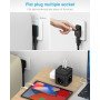 SUDEERY Cube multiprise avec USB C, 3 prises - Fiche plate avec interrupteur individuel - Multiprise avec câble de 2 m - 1 multi