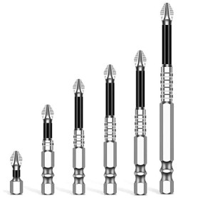 Zohino Lot de 6 embouts de vissage magnétiques K5 résistants aux chocs antidérapants cruciformes 25, 50, 65, 70, 90, 150 mm de l