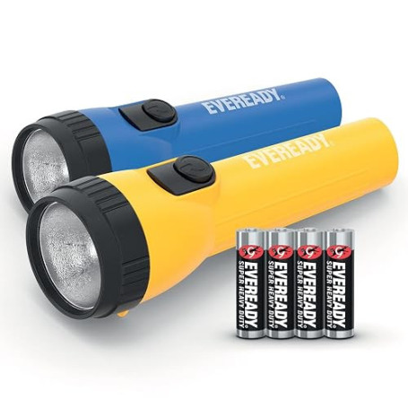 EVEREADY Energizer Torche LED Lot de 2, Très Brillante Flashlight, Étanche, | Parfait Camping Outdoor Urgence Lot de 2, 4 Piles