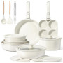 GiPP Batterie de Cuisine CéRamique AntiadhéSive et Poignee Amovible, 21 PCS | Sets de Poêles et Casseroles avec Antiadhésif en G