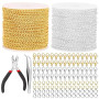 poraceous 2 Rouleau 10m Chaine Acier Inoxydable, Chainette Acier Inoxydable | Chaine Bijoux avec 60 Fermoirs & 120 Anneaux Kit C