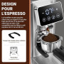 AMZCHEF Moulin à Café Électrique avec 48 Réglages de Mouture, Système Antistatique, Écran Tactile LCD, Réservoir à Grains 300 g,