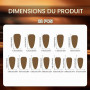 Bubaxuce Conseils Français Faux Ongles Taille Moyenne En Amande Avec Design Charme Fleur 5D Ongles Autocollants Brillants Marron