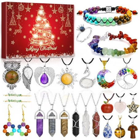 Calendrier De l'Avent 2026 Avec Bijoux En Cristal Pour Femmes Et Filles, 24 Surprises De Noël Avec Colliers, Bracelets, Boucles