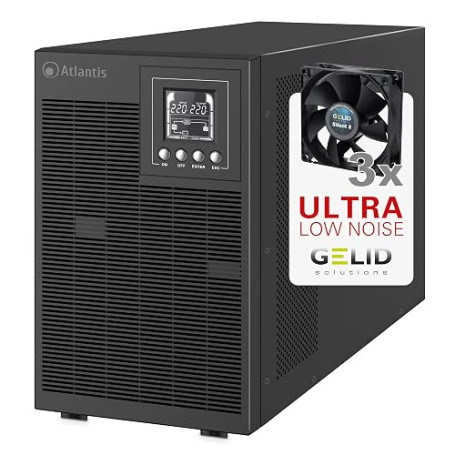Atlantis onduleur on-Line Faible Bruit 3000VA/2100W, Onda Double Conversion | onde sinusoïdale pure, 75% plus silencieux , Gelid