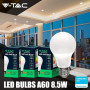 V-TAC 10x Ampoules LED culot E27 8,5W (équivalent 60W) A60-806 Lumen - 6500K Blanc Froid