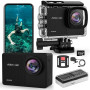 TIMNUT 4K60FPS Caméra Sport- Caméra Étanche avec Carte SD 64G 48MP HD WiFi Camera with EIS, Caméras Embarquées with 2 * 1350 mAh