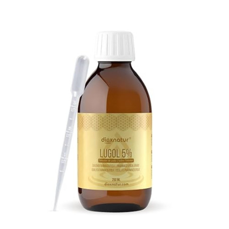 DIOXNATUR® Solution de lugol 5 % qualité pharmaceutique 250 ml | Gouttes d'iode liquide et d'iodure de potassium avec pipette do