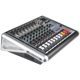 Table de Mixage Audio Professionnelle 8 Canaux Avec Table Mixage Amplifiée 8 Ohms 2 x 300w Et Alimentation Fantôme 48V, Mixeur A