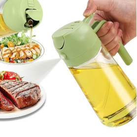 Ruayia Pulvérisateur d'huile alimentaire 470 ml, vaporisateur d'huile en verre pour friteuse à air chaud, vaporisateur d'huile d