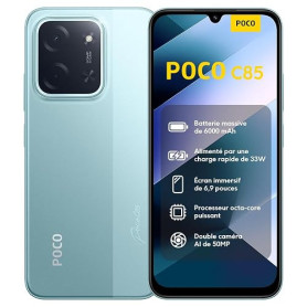 XIAOMI POCO C85 Smartphone 6+128 Go Double Caméra IA 50 MP - Vert | Écran 6,9 pouces 120Hz, Épaisseur 8mm, batterie 6000mAh, Med