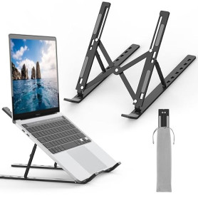 GRIFEMA Support Ordinateur Portable, Rehausseur PC Portable 7 Angles | Laptop Support Pliable en Aluminium, Ventilé et Ergonomiq