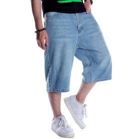 LuminBlaze Baggy Short Jean Homme Coupe Ample Vintage Pantalon Large Jorts Streetwear Y2K Hip Hop Shorts en Denim Longs Décontra