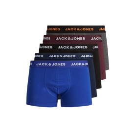 JACK & JONES Ensemble de 5 Boxers Trunks pour Homme en Jersey Stretch - Lot de sous-vêtements Basiques