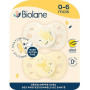 BIOLANE - Tétines anatomiques animaux - Sucettes extra-fines - 0 à 6 mois- Jaune et Beige - Téterelle plate et réversible- Confo