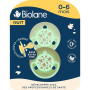 BIOLANE - Tétines Rondes de Nuit 0-6 Mois - Sucettes Beige & Marron | Phosphorescentes, Téterelle extra-fines en caoutchouc natu