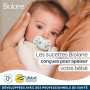 BIOLANE - Tétines Rondes de Nuit 0-6 Mois - Sucettes Beige & Marron | Phosphorescentes, Téterelle extra-fines en caoutchouc natu