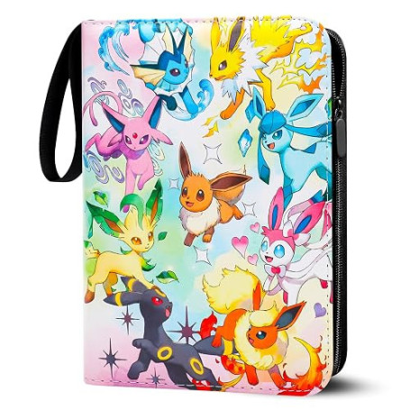 Classeur Carte,Capacité de 50 pages de 400 Cartes,Porte Cartes en cuir Portable Imperméable Fermeture éclair,Organissateur de Ca