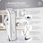 Börner V5 PowerLine Mandoline - Kit Starter - Avec 3 inserts - Blanc | Avec poussoir & boîte de rangement - 4 épaisseurs - Bâton