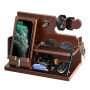 Cadeau Original homme Support Bois Téléphone Bureau et Montre Organisateur de Table pour Fête des Pères