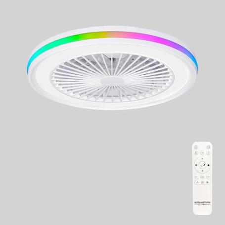 Ventilateur de Plafond avec Lumière et Telecommande pour Chambre, Ø48cm, Silencieux Moteur DC, 6 Vitesses, Mode Été/Hiver, 40W 3