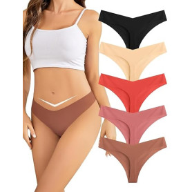 VOENXE Tanga Culotte Femme sans Couture,String Sport Invisible Underwear | Seamless Thong Slip Women Microfibre,Taille Basse Sou