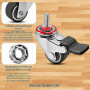 Yonality 4 Roulettes pour meubles 25mm avec 2 freins, Roulettes Pivotantes pour Meubles Tige Fileté M6x15mm, silencieuses, antid