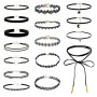 PYSEOSISE Collier Ras-du-Cou Noir, 15 Pièces Colliers Choker Femme, Chokers en Velours Noir Réglables Collier Gothique Tour de C