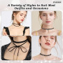 PYSEOSISE Collier Ras-du-Cou Noir, 15 Pièces Colliers Choker Femme, Chokers en Velours Noir Réglables Collier Gothique Tour de C