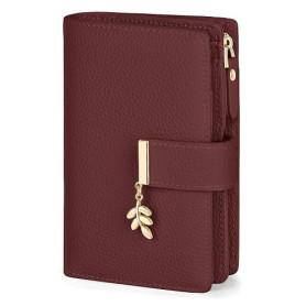LUROON Portefeuille Femme Cuir, Petit Porte Monnaie Femme RFID Blocage Portefeuille Femme Petit Format avec Grand Compartiment à