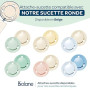 BIOLANE - Tétines rondes - Sucettes extra-fines - 0 à 6 mois - Jaune et Beige - Téterelle en caoutchouc naturel - Respect du dév