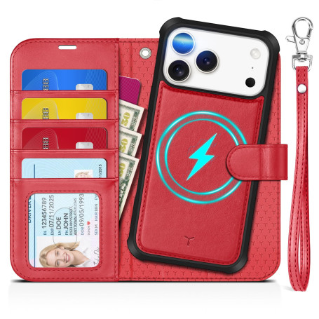 TUCCH Étui pour iPhone 18 Pro Max/17 Pro Max 6,9" 5G, Rouge | Blocage RFID, Coque Amovible 2 en 1, Chargement sans Fil, Portefeu