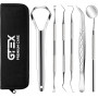 Detartreur Dentaire Kit 6 Outils Dentaires | Anti Tartre Dentaire Nettoyage - Pince Miroir Dentaire Gratte Langue - Kit Detartra