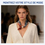Floruvia Collier foulard en soie pour femmes, Trendy Bohème collier foulard noir et blanc avec charme perle, cadeau bijoux robe
