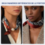 Floruvia Collier foulard en soie pour femmes, Trendy Bohème collier foulard noir et blanc avec charme perle, cadeau bijoux robe