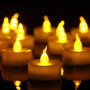 Bougies chauffe-plat LED sans flamme, lot de 24, piles CR2032 incluses, effet de flamme réaliste, autonomie 200+ heures, jaune c