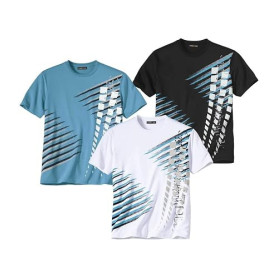 ATLAS FOR MEN - Lot de 3 Tee-Shirts Homme -T-Shirts à Manches Courtes - Disponible en Grandes Tailles du M au 5XL