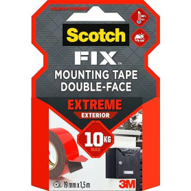 Scotch-Fix Ruban Adhésif Double Face de fixation Extrême pour Extérieur, 19 mm x 1,5 m - Pour un Usage Extérieur extrême, avec l