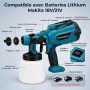 MidingChai Pistolet a Peinture sans Fil 1000 ML, pour Batterie Makita 18V | Buse en laiton, Écran d'Affichage Numérique, Éclaira