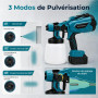 MidingChai Pistolet a Peinture sans Fil 1000 ML, pour Batterie Makita 18V | Buse en laiton, Écran d'Affichage Numérique, Éclaira