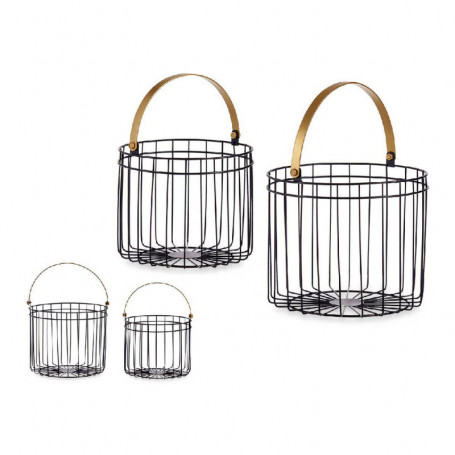 Panier Noir Doré Cylindrique Métal (2 pcs) 55,99 €