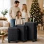 LEADZM Set de 3 Valises en PP, Valise Grande Taille & Cabine (Noir) | 4x plus résistante, Résiste au froid jusqu’à -35°C, Surfac